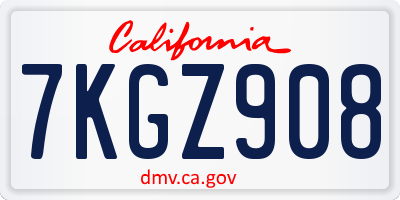 CA license plate 7KGZ908