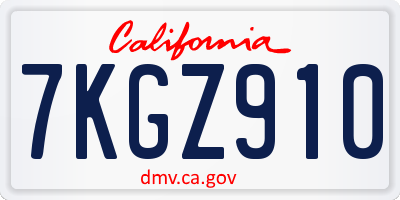CA license plate 7KGZ910