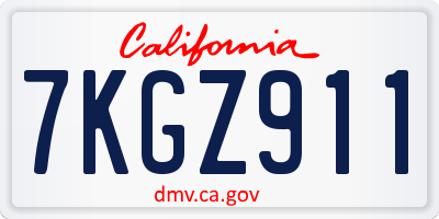 CA license plate 7KGZ911