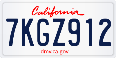 CA license plate 7KGZ912