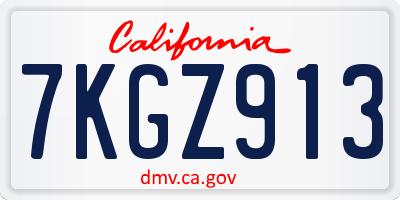 CA license plate 7KGZ913