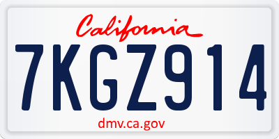 CA license plate 7KGZ914