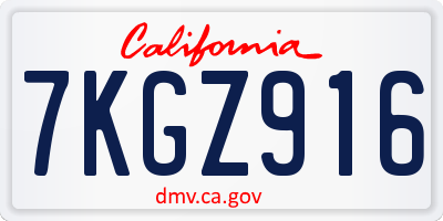 CA license plate 7KGZ916