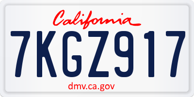 CA license plate 7KGZ917