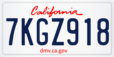 CA license plate 7KGZ918