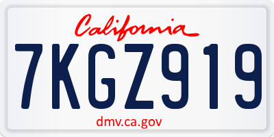 CA license plate 7KGZ919