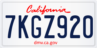 CA license plate 7KGZ920
