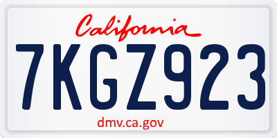CA license plate 7KGZ923