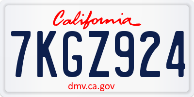 CA license plate 7KGZ924