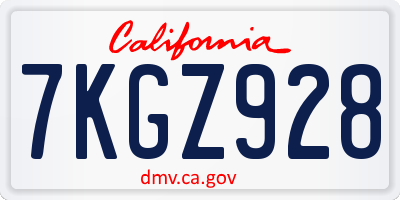 CA license plate 7KGZ928