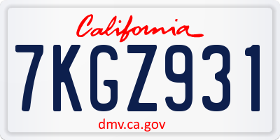 CA license plate 7KGZ931