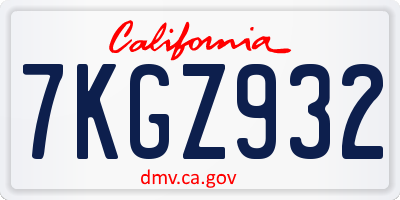 CA license plate 7KGZ932