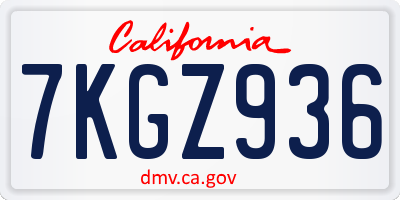 CA license plate 7KGZ936