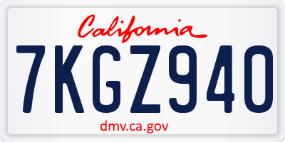 CA license plate 7KGZ940