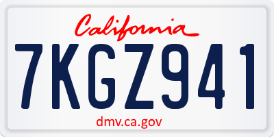 CA license plate 7KGZ941