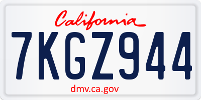 CA license plate 7KGZ944