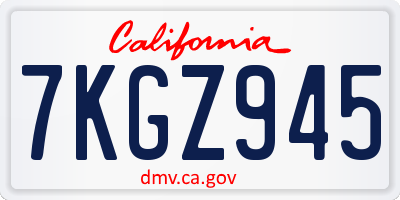 CA license plate 7KGZ945