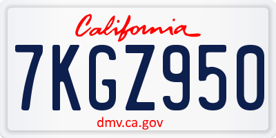 CA license plate 7KGZ950