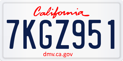 CA license plate 7KGZ951