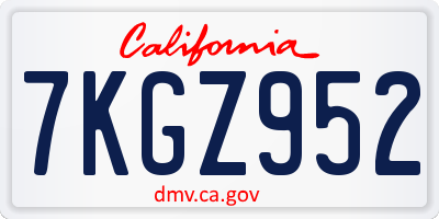 CA license plate 7KGZ952