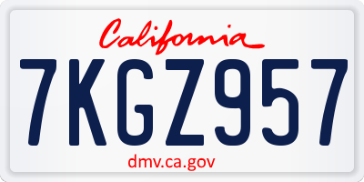 CA license plate 7KGZ957