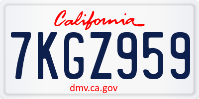CA license plate 7KGZ959