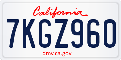 CA license plate 7KGZ960