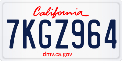 CA license plate 7KGZ964