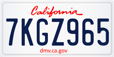 CA license plate 7KGZ965