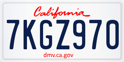 CA license plate 7KGZ970