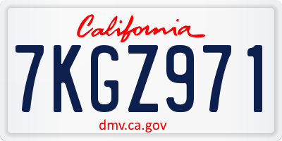CA license plate 7KGZ971