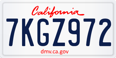 CA license plate 7KGZ972