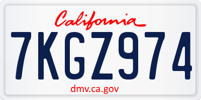 CA license plate 7KGZ974