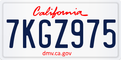 CA license plate 7KGZ975