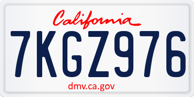 CA license plate 7KGZ976