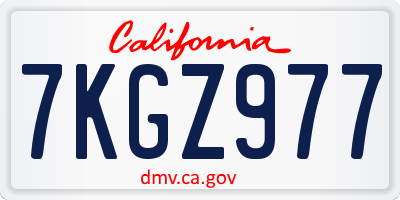 CA license plate 7KGZ977
