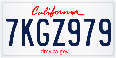 CA license plate 7KGZ979