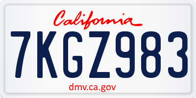 CA license plate 7KGZ983