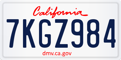 CA license plate 7KGZ984