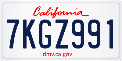 CA license plate 7KGZ991