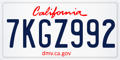 CA license plate 7KGZ992