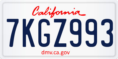 CA license plate 7KGZ993