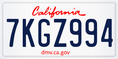 CA license plate 7KGZ994