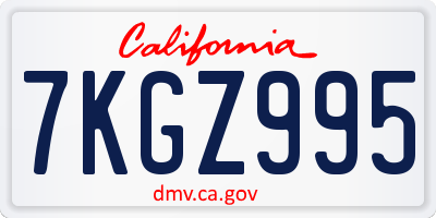 CA license plate 7KGZ995