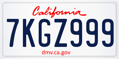 CA license plate 7KGZ999