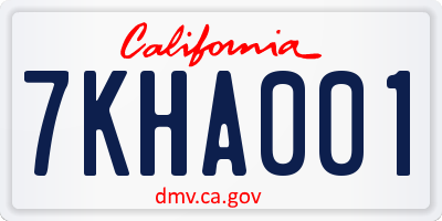 CA license plate 7KHA001