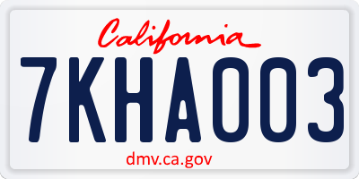 CA license plate 7KHA003