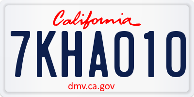 CA license plate 7KHA010