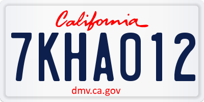 CA license plate 7KHA012