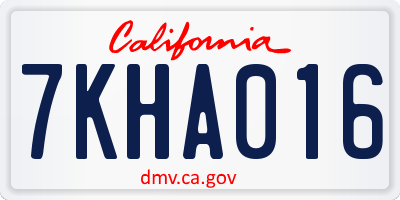 CA license plate 7KHA016